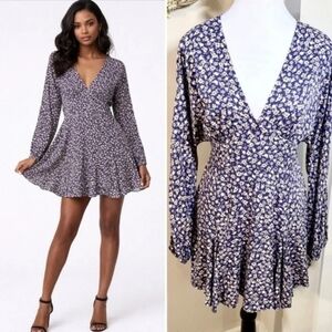Zara Purple Floral Long Sleeve Dress